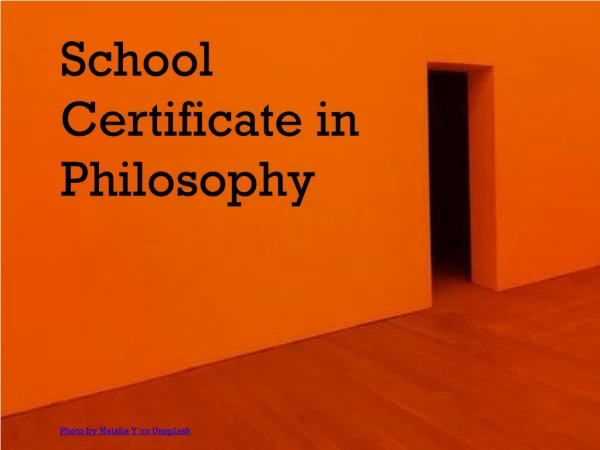 School Certificate in Philosophy