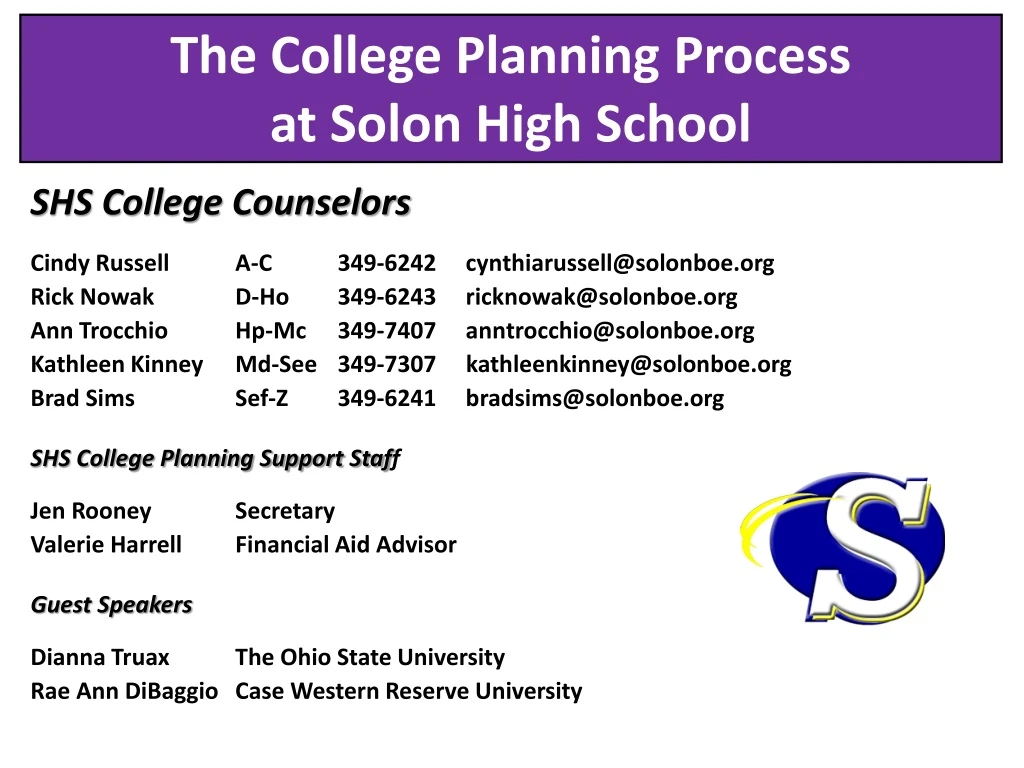 the college planning process at solon high school