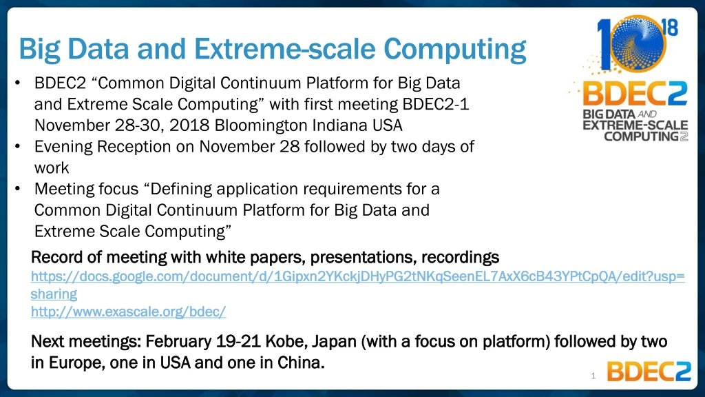 big data and extreme scale computing