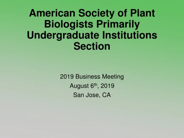 American Society of Plant Biologists Primarily Undergraduate Institutions Section