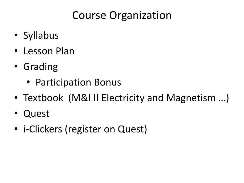course organization