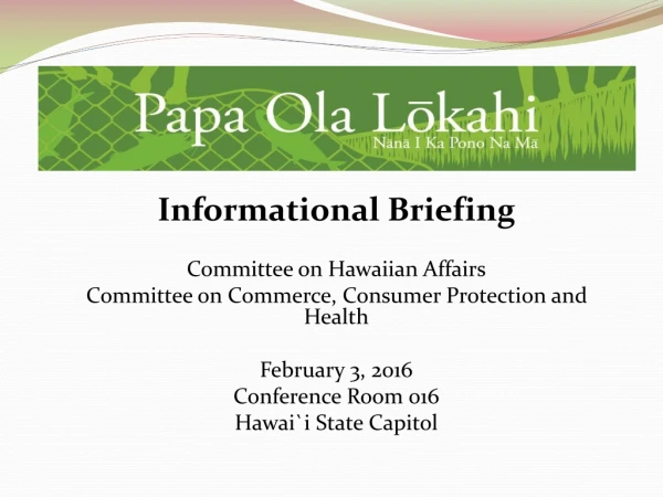Informational Briefing Committee on Hawaiian Affairs