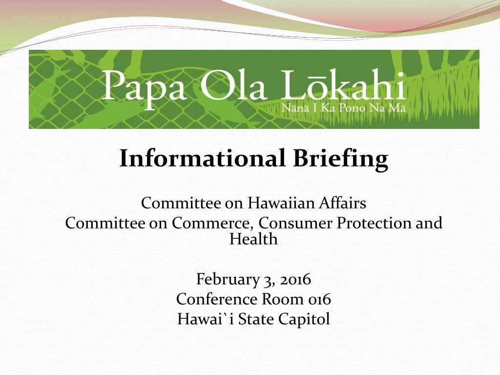 informational briefing committee on hawaiian