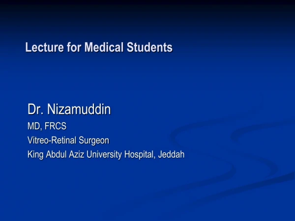 Lecture for Medical Students