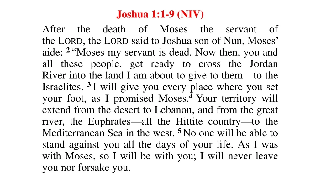 joshua 1 1 9 niv after the death of moses