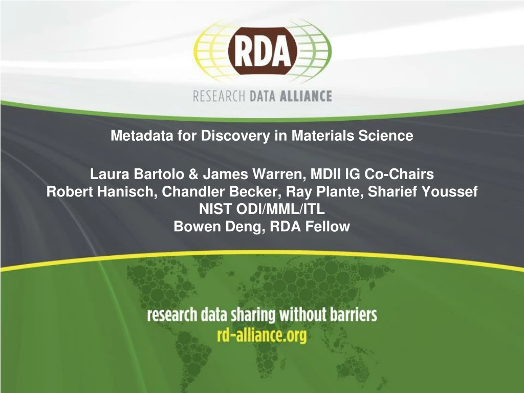 metadata for discovery in materials s cience