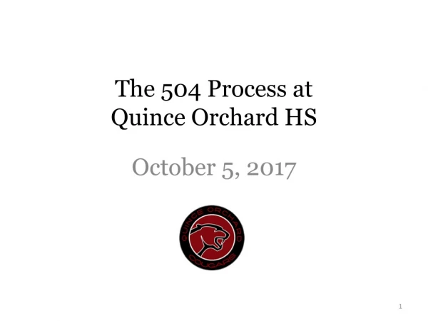 The 504 Process at Quince Orchard HS