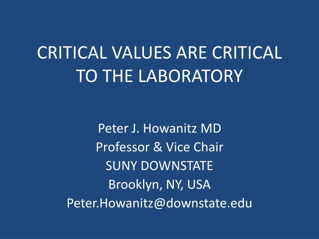 critical values are critical to the laboratory