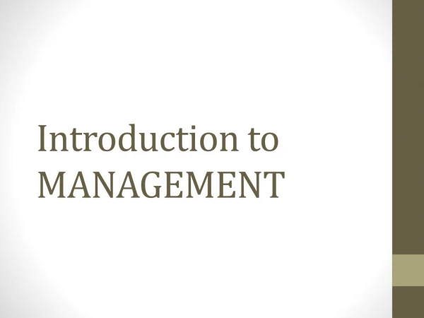 Introduction to MANAGEMENT