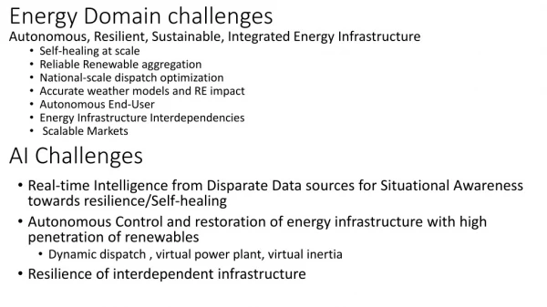 Energy Domain challenges