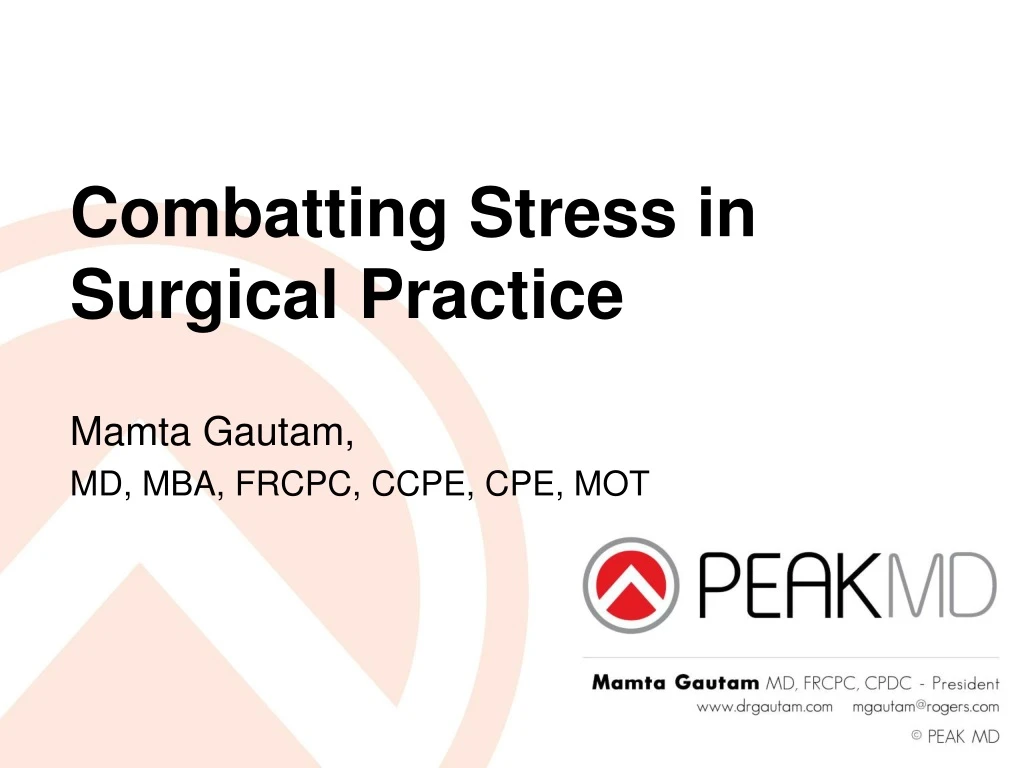 combatting stress in surgical practice