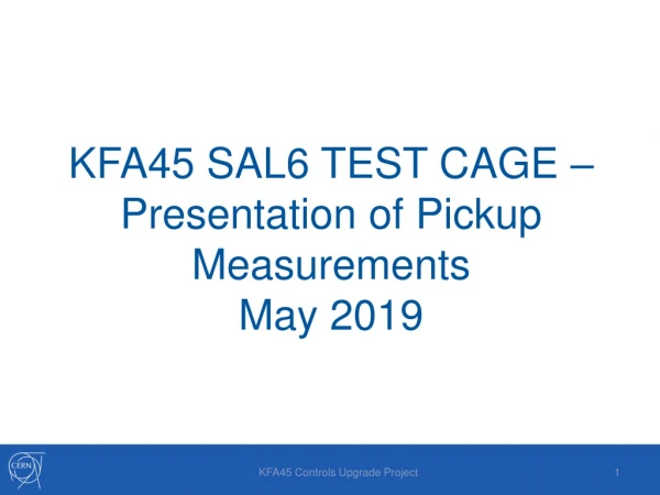 KFA45 SAL6 TEST CAGE – Presentation of Pickup Measurements May 2019