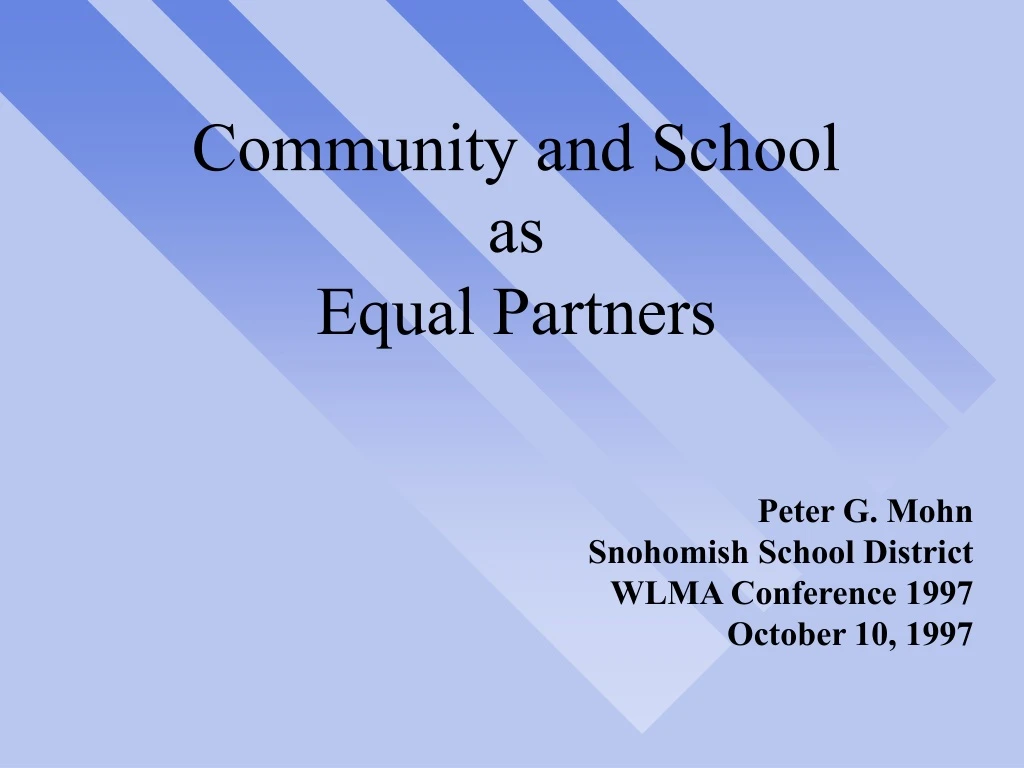 community and school as equal partners