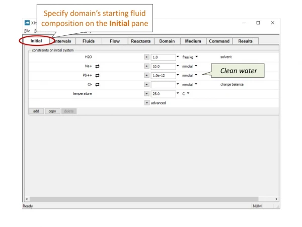 Specify domain’s starting fluid composition on the Initial pane