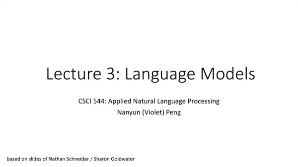 Lecture 3: Language Models