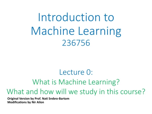 Introduction to Machine Learning 236756