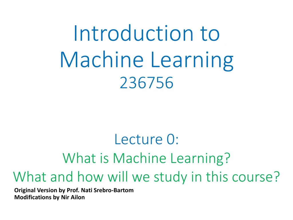 introduction to machine learning 236756