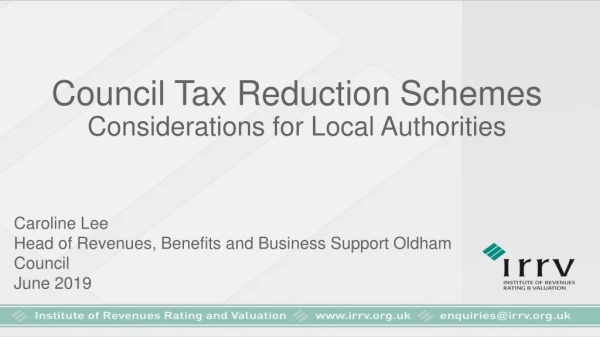 Caroline Lee Head of Revenues, Benefits and Business Support Oldham Council June 2019