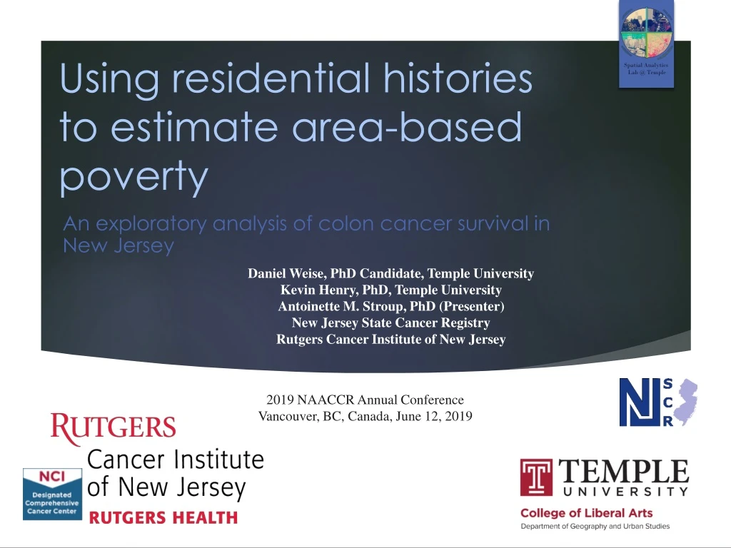 using residential histories to estimate area based poverty
