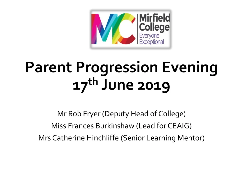 parent progression evening 17 th june 2019