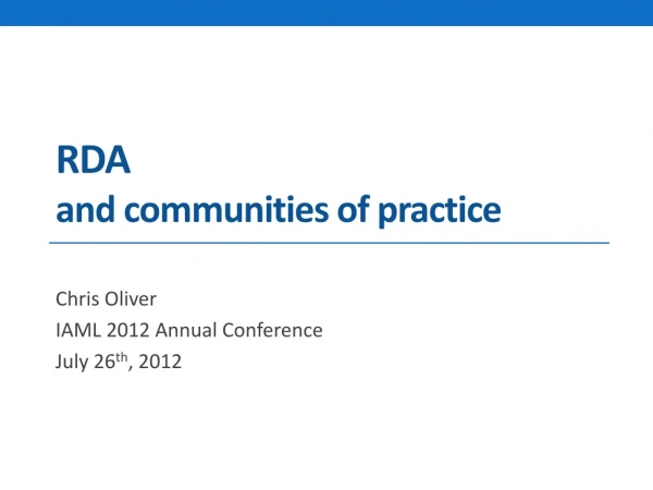 RDA and communities of practice