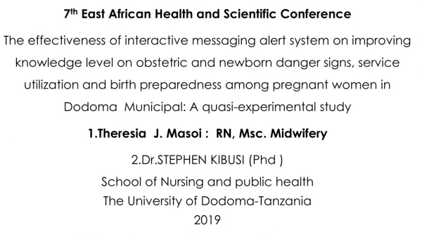 7 th East African Health and Scientific Conference