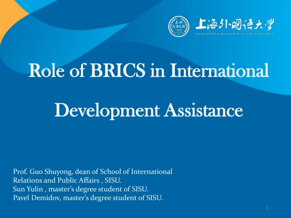 Role of BRICS in International Development Assistance