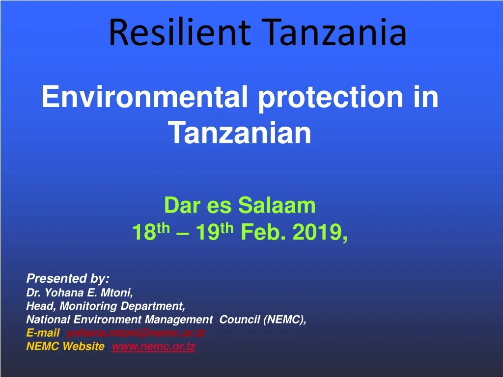 resilient tanzania