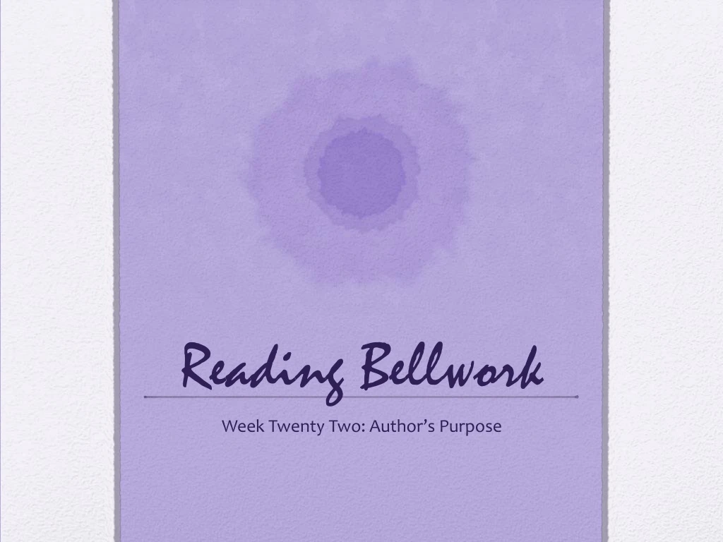 reading bellwork