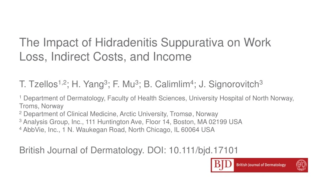 the impact of hidradenitis suppurativa on work loss indirect costs and income