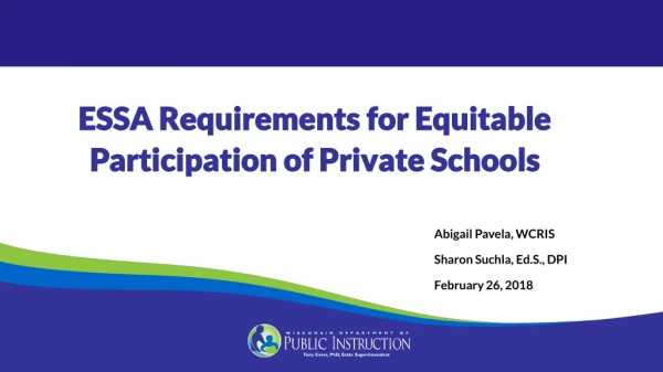ESSA Requirements for Equitable Participation of Private Schools