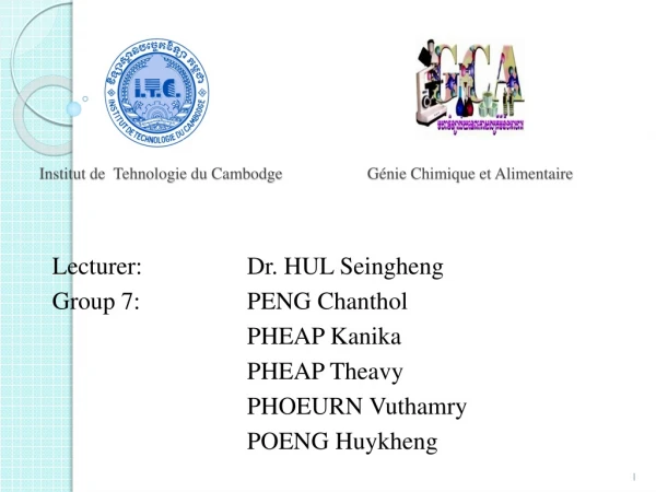 Institut de Tehnologie du Cambodge Génie Chimique et Alimentaire