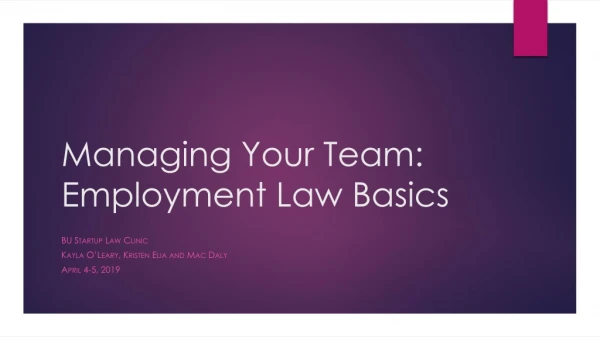 Managing Your Team: Employment Law Basics