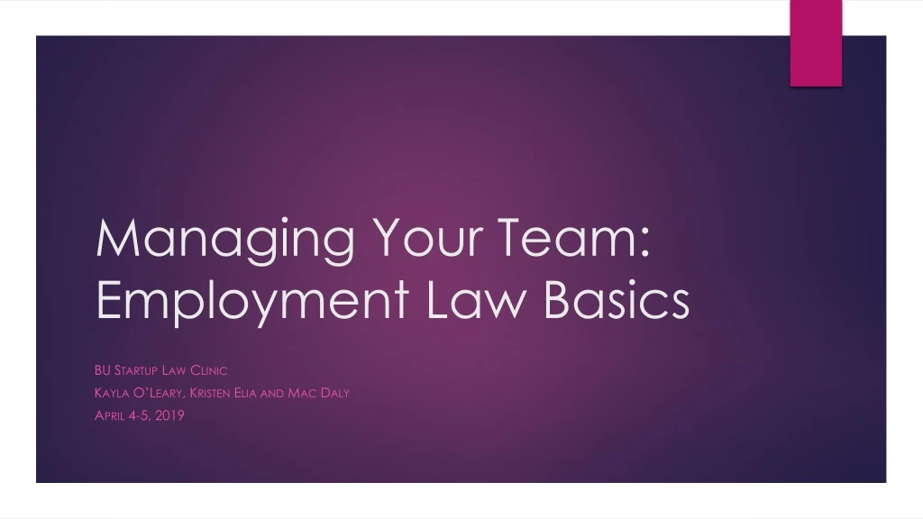 managing your team employment law basics