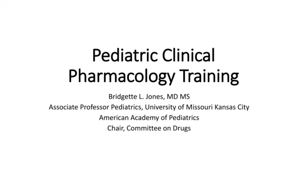 Pediatric Clinical Pharmacology Training