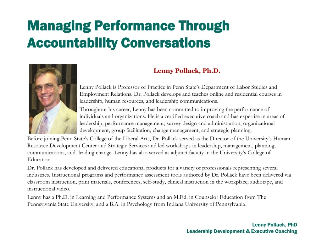 managing performance through accountability conversations