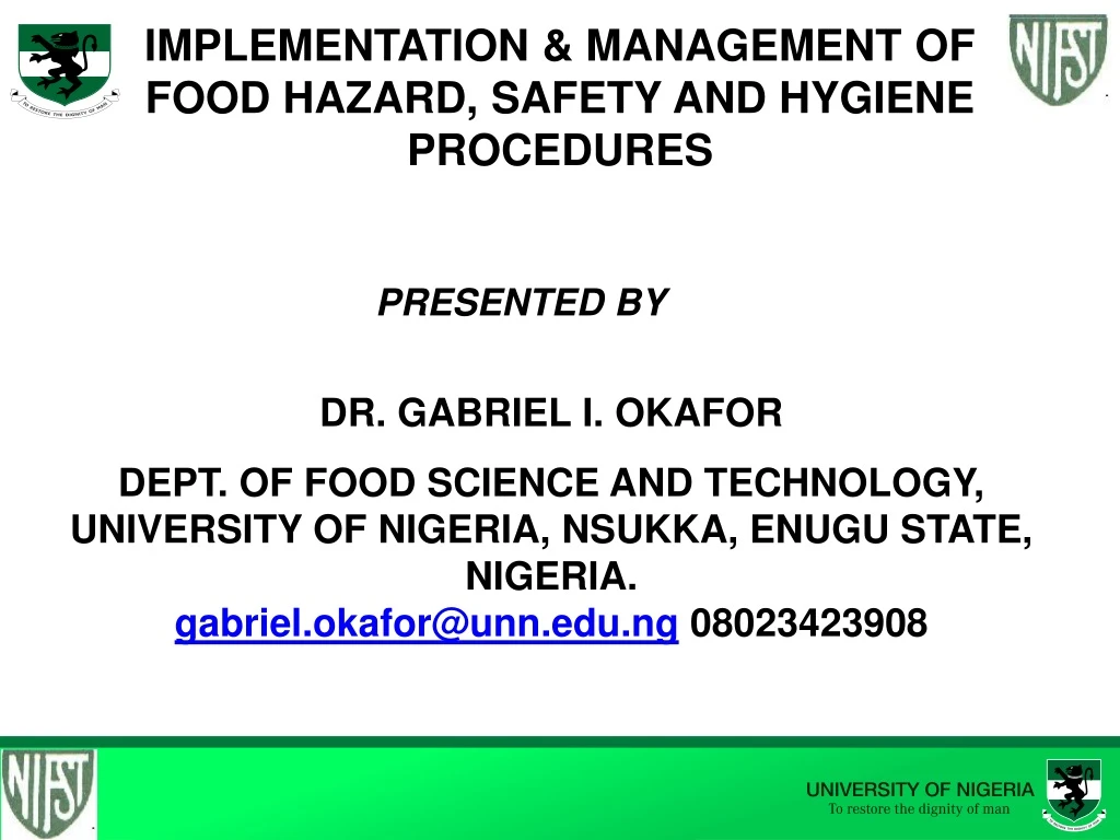 implementation management of food hazard safety