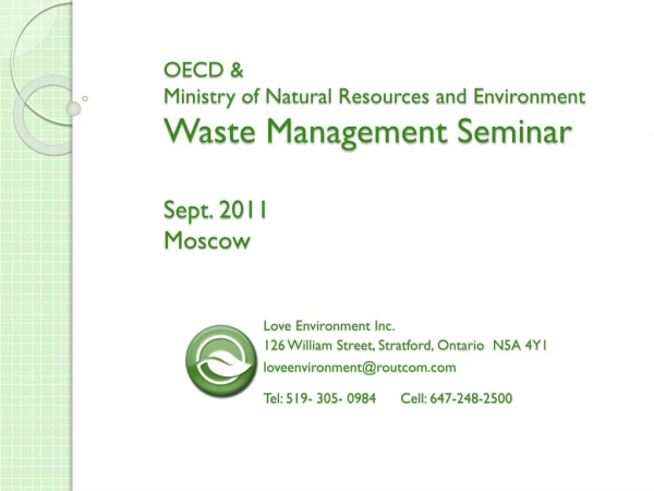 OECD &amp; Ministry of Natural Resources and Environment Waste Management Seminar Sept. 2011 Moscow