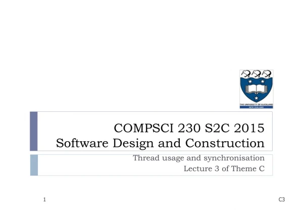 COMPSCI 230 S2C 2015 Software Design and Construction