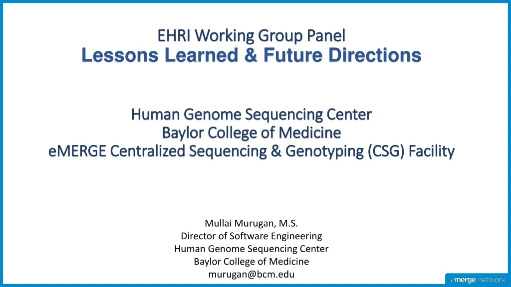 ehri working group panel lessons learned future