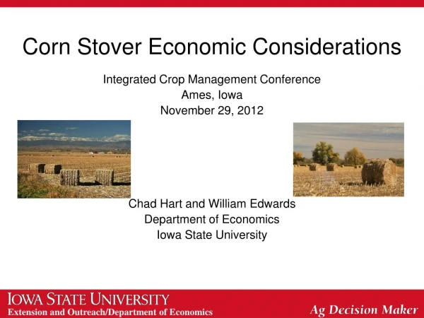 Corn Stover Economic Considerations