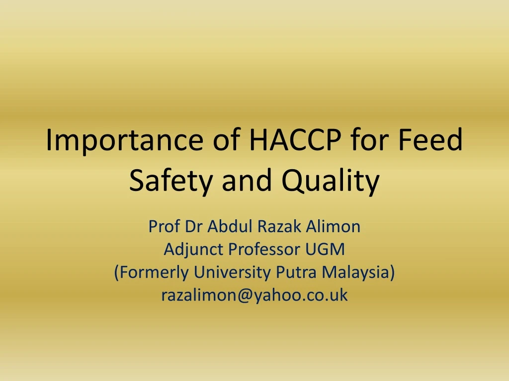importance of haccp for feed safety and quality
