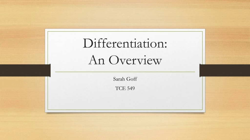 differentiation an overview