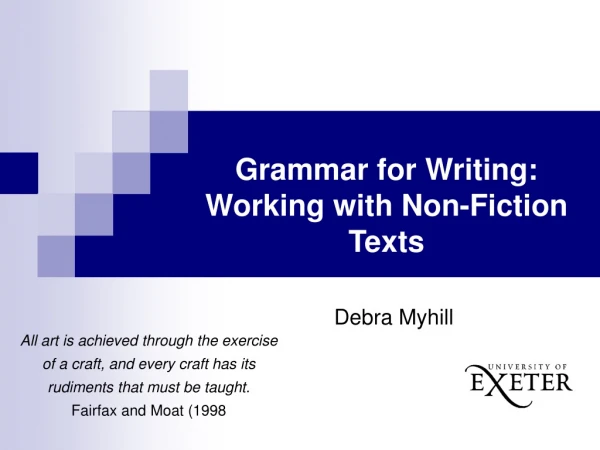 Grammar for Writing: Working with Non-Fiction Texts