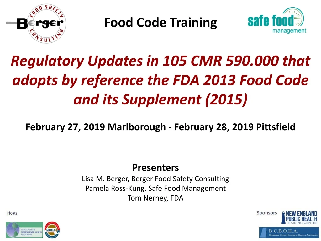 regulatory updates in 105 cmr 590 000 that adopts