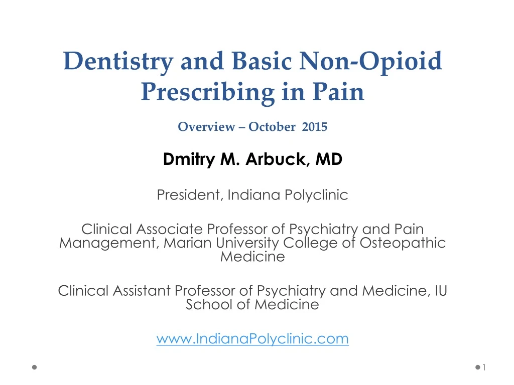 dentistry and basic non opioid prescribing in pain overview october 2015