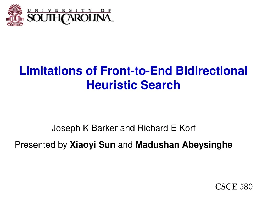 limitations of front to end bidirectional heuristic search