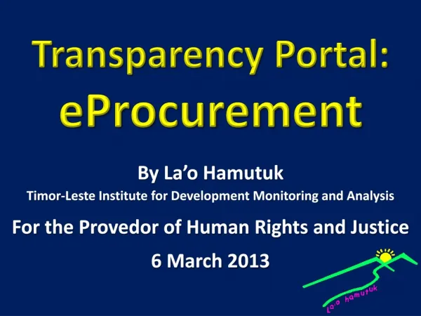 Transparency Portal: eProcurement