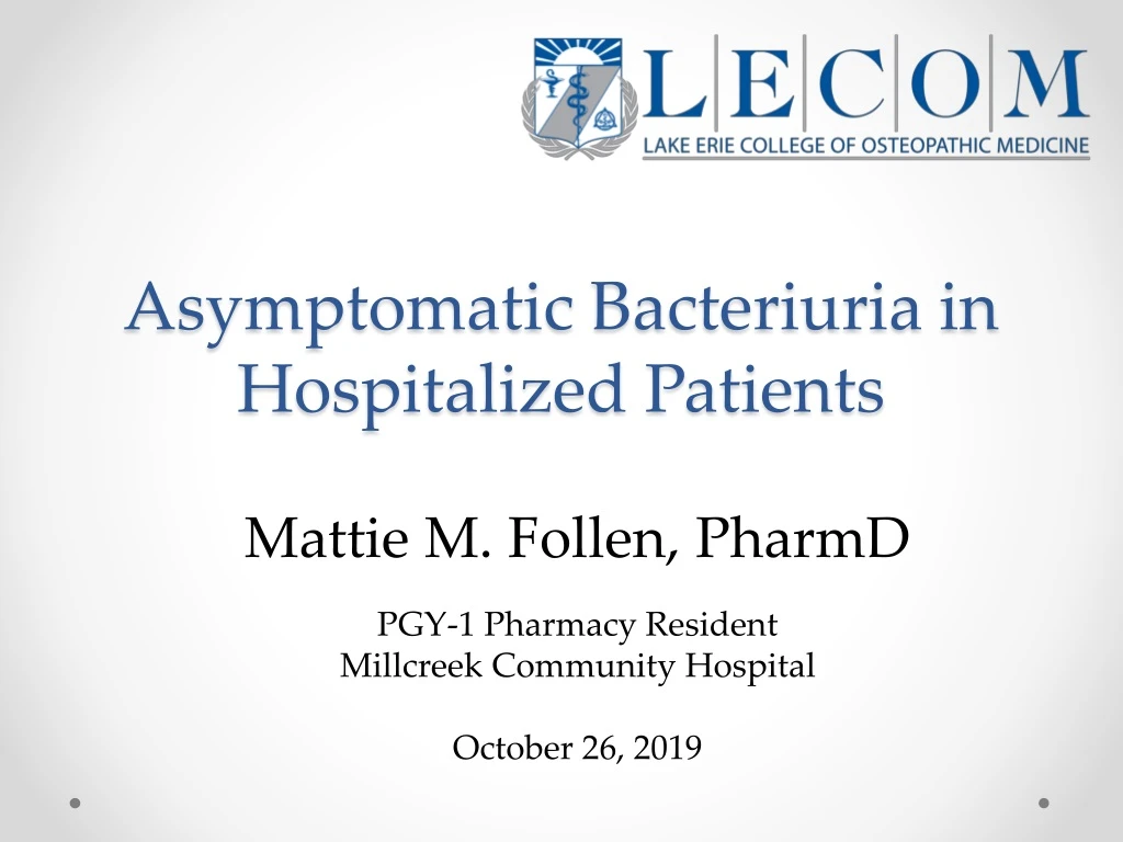 asymptomatic bacteriuria in hospitalized patients