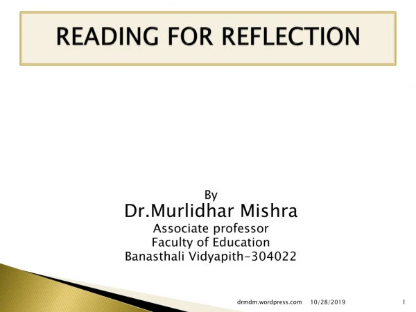 READING FOR REFLECTION